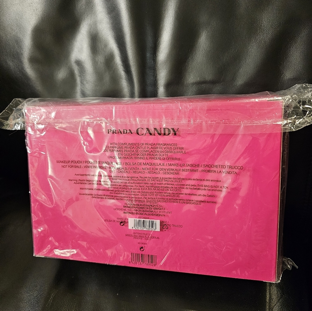 Prada Candy Pink Satin Cosmetic Bag w Box Travel Case New - Picture 9 of 12